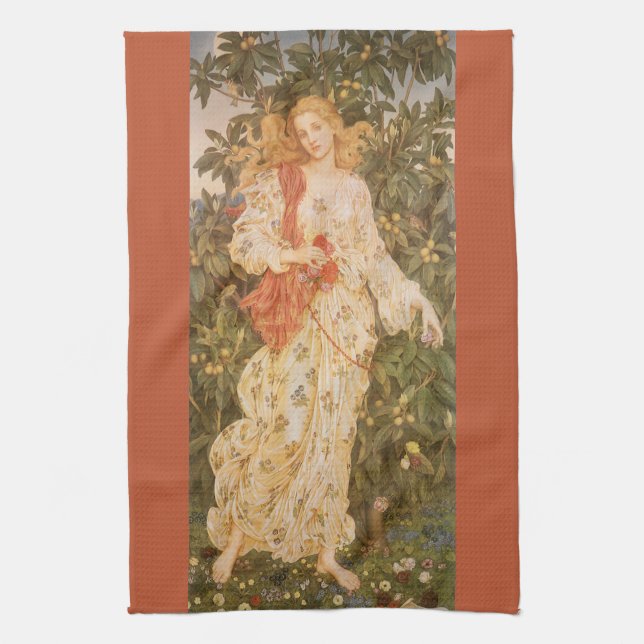 Goddess of Blossoms and Flowers, Flora by Morgan Tea Towel (Vertical)