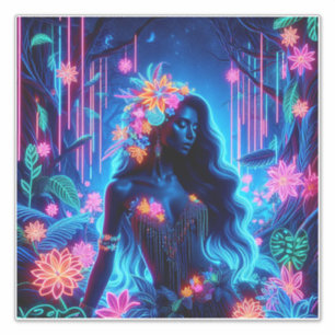 Goddess Of Light Neon glow Forest fantasy art