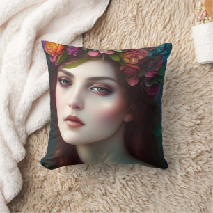 Goddess of Love Stunning Flower Portrait Cushion