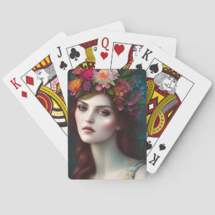 Goddess of Love Stunning Flower Portrait Playing Cards