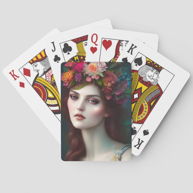 Goddess of Love Stunning Flower Portrait  Playing Cards (Back)