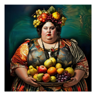 "Goddess of Overindulgence" Colourful Portrait Poster