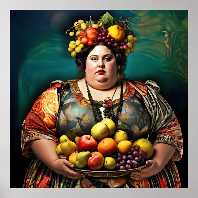 "Goddess of Overindulgence" Colourful Portrait Poster (Front)