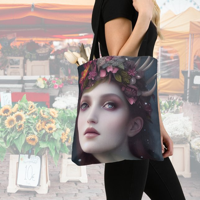 Goddess of Winter Fantasy Floral Portrait   Tote Bag (Creator Uploaded)