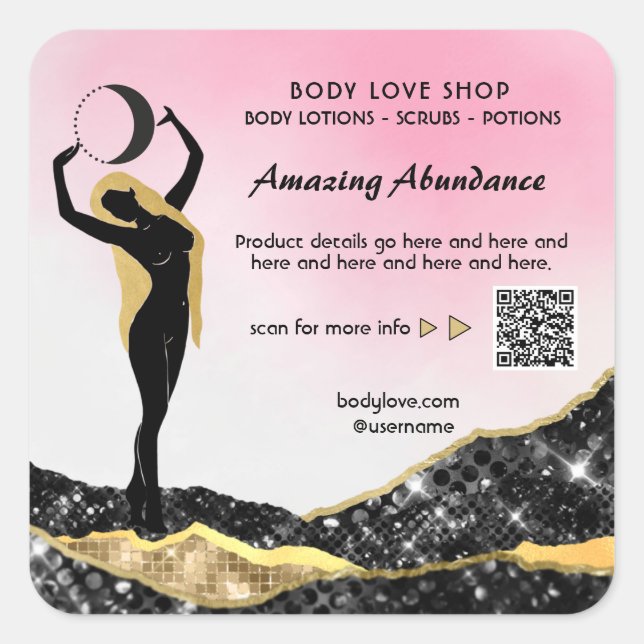 *~* Goddess Ombre Pink Intention Spell AP24 Square Sticker (Front)