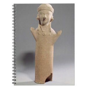 Goddess or worshipper with raised arms, figurine, notebook