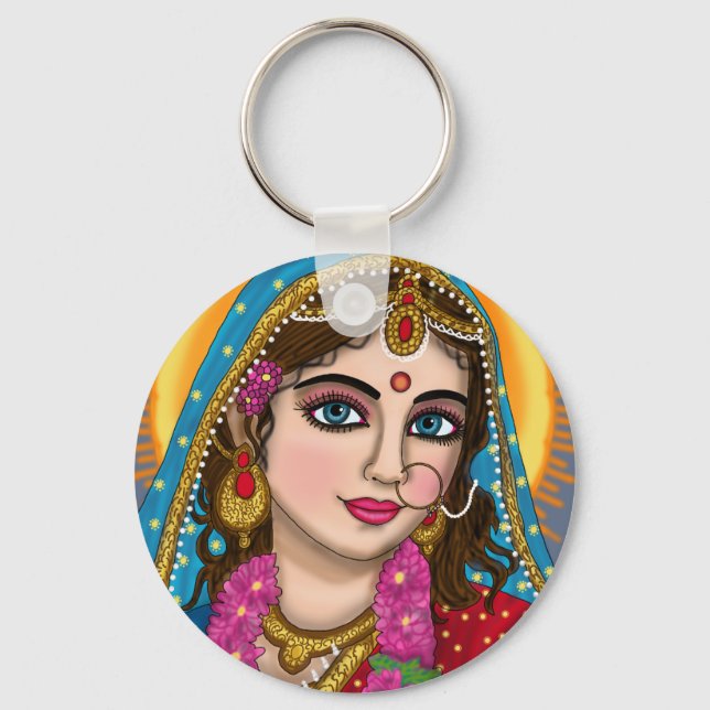 Goddess Radha Keychain | Divine Hindu Devi Radha S (Front)