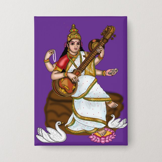 Goddess Saraswati Button (Front)