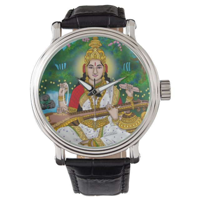 Goddess Saraswati Clock Watch (Front)