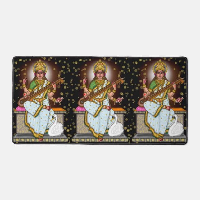 Goddess Saraswati  Desk Mat (Front)