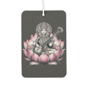 Goddess Saraswati on Lotus Car Air Freshener