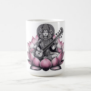 Goddess Saraswati on Lotus Coffee Mug
