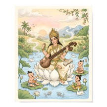 Goddess Saraswati Reading with Children | Lotus Po