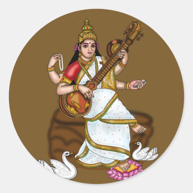 Goddess Saraswati Stickers (Front)