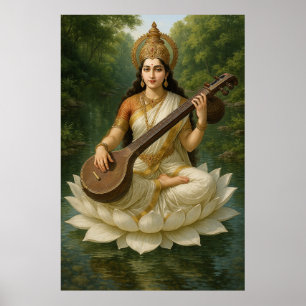 Goddess Saraswati The Divine Muse of Knowledge Poster