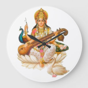 goddess sarswati hindu godess arts education music large clock