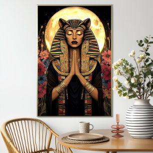 Goddess Sekhmet: Egyptian Floral Dark Fantasy Poster