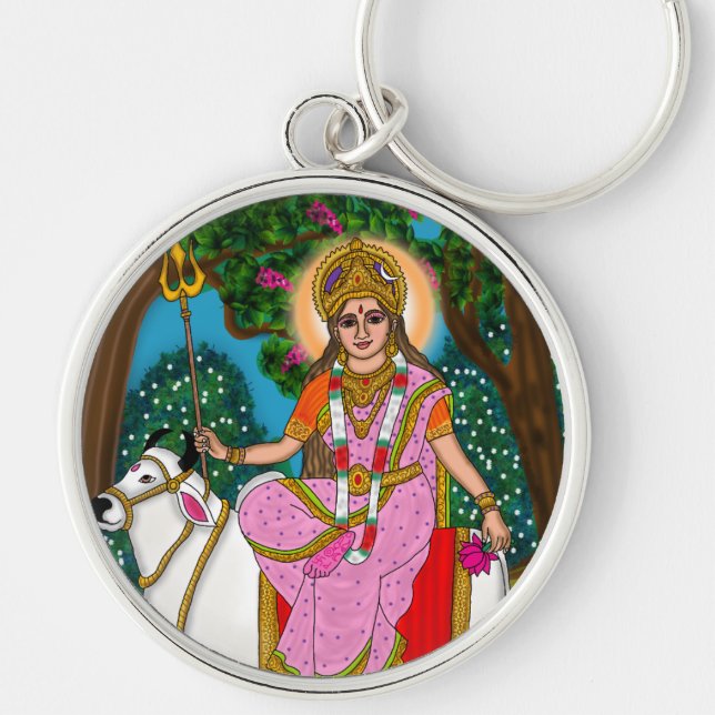 Goddess Shailputri Keychain (Front)