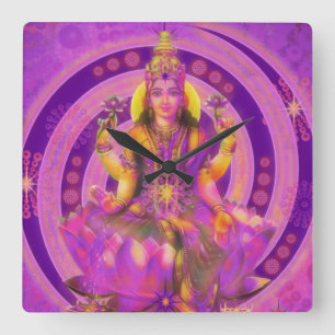 Goddess SHAKTI / LAKSHMI Square Wall Clock