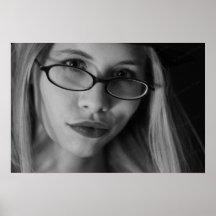 Goddess Smirking poster in B&W