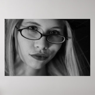 Goddess Smirking poster in B&W