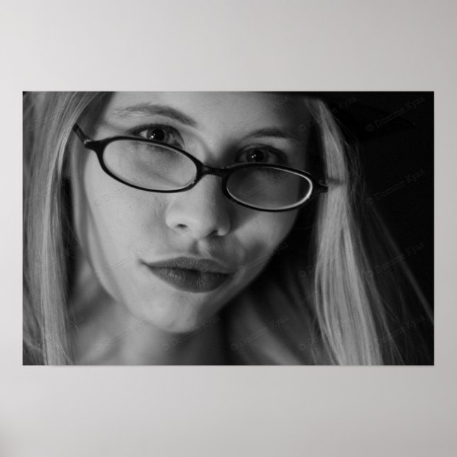 Goddess Smirking poster in B&W (Front)