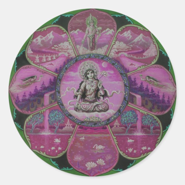 Goddess Tara Mandala Classic Round Sticker (Front)