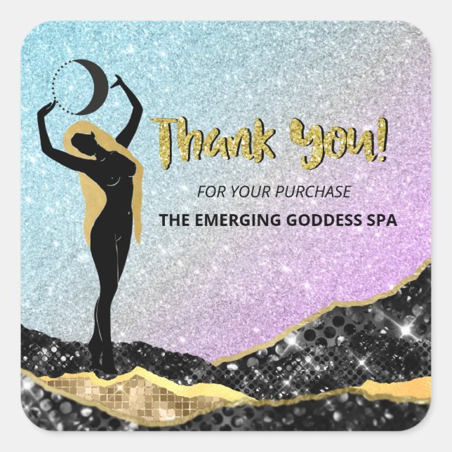 *~* Goddess . THANK YOU  Ombre Pastel Glitter  Square Sticker (Front)