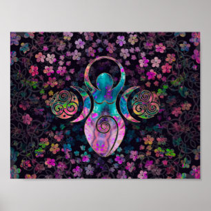 Goddess Triple moon with triskele Poster