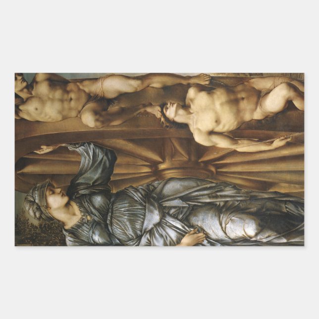 Goddess Turning the Wheel of Fortune (Burne-Jones) Rectangular Sticker (Front)