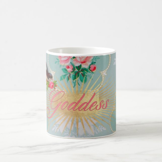 Goddess vintage wallpaper pink roses mug (Center)