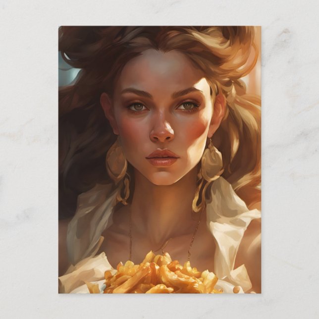 Goddess With Fries Postcard (Front)