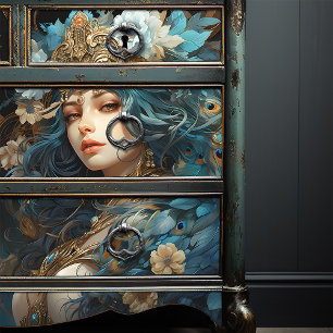 Goddess with Peacock Headdress Art Nouveau Tissue Paper