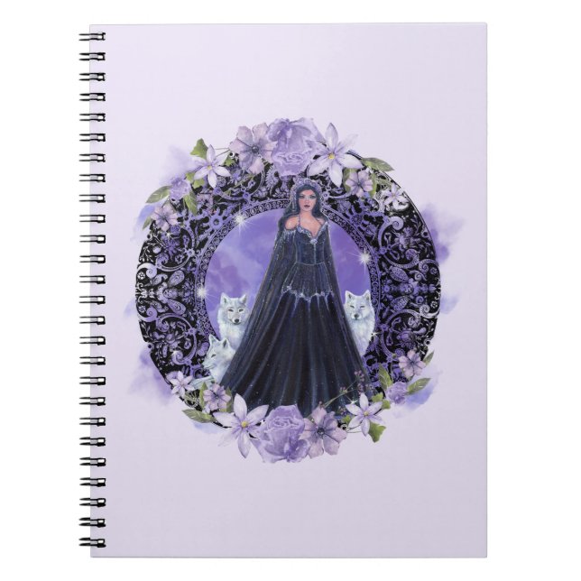 Goddess with wolves by Renee Lavoie  Notebook (Front)