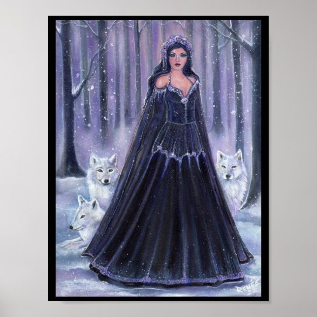 Goddess with wolves by Renee Lavoie Poster (Front)