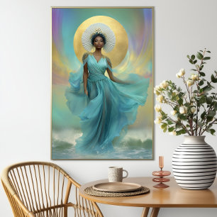 Goddess Yemoja Luxurious Turquoise Gold Poster