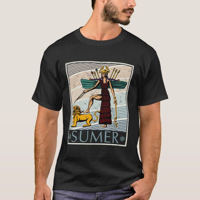 Goddesses Ancient Assyria Sumerian Flags Scientist T-Shirt (Front)