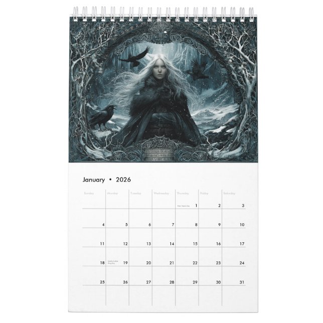 Goddesses & Witches of the North Nordic Pagan Art Calendar (Jan 2026)