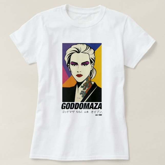 GODDOMAZA EAST. 1985 COLORED WOMEN WHITE TEE (Design Front)