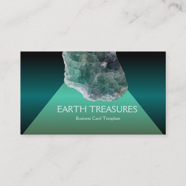 Gode Green and Purple Fluorite Healing Crystals Business Card (Front)