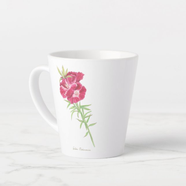 Godetia and Cornflower latte mug (Left Angle)
