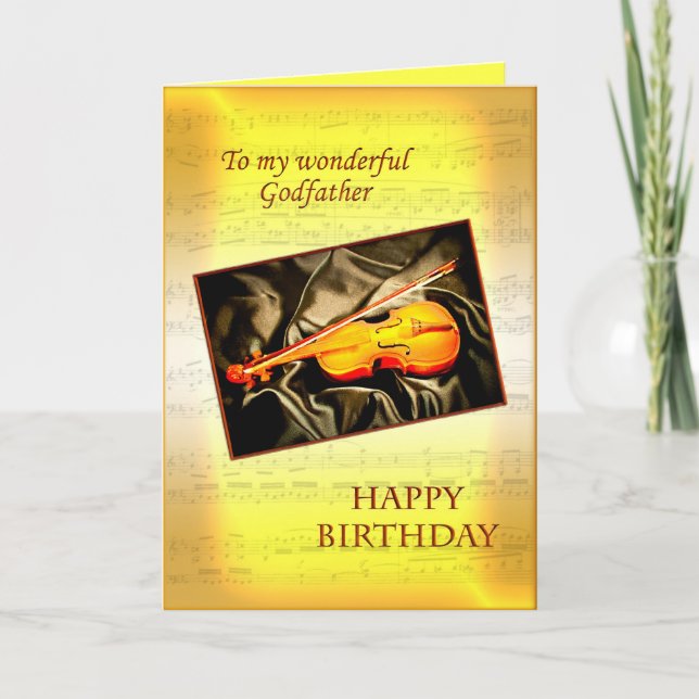 Godfather, a musical birthday card with a violin (Front)