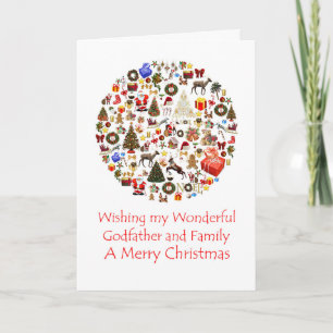 Godfather and Family Circle of Christmas Holiday Card