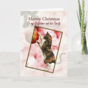 Godfather and family, Meowy Christmas Holiday Card