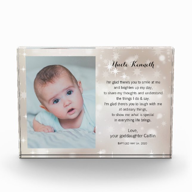 Godfather Baptism Poem on Stars Photo Block (Front)