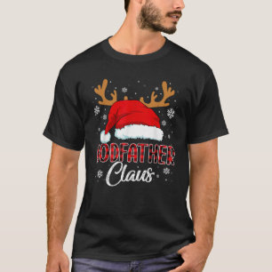 Godfather Claus Santa Christmas Red Plaid Matching T-Shirt