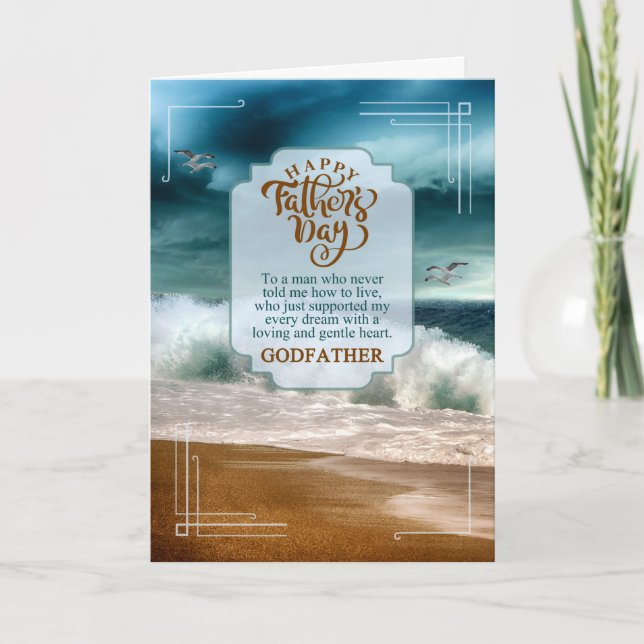 Godfather Father's Day Sentimental Crashing Waves Card (Front)