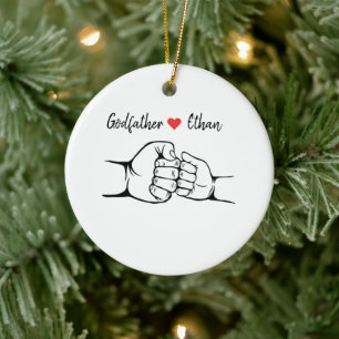 Godfather Gift from Godchild Fist Bump Christmas Ceramic Ornament
