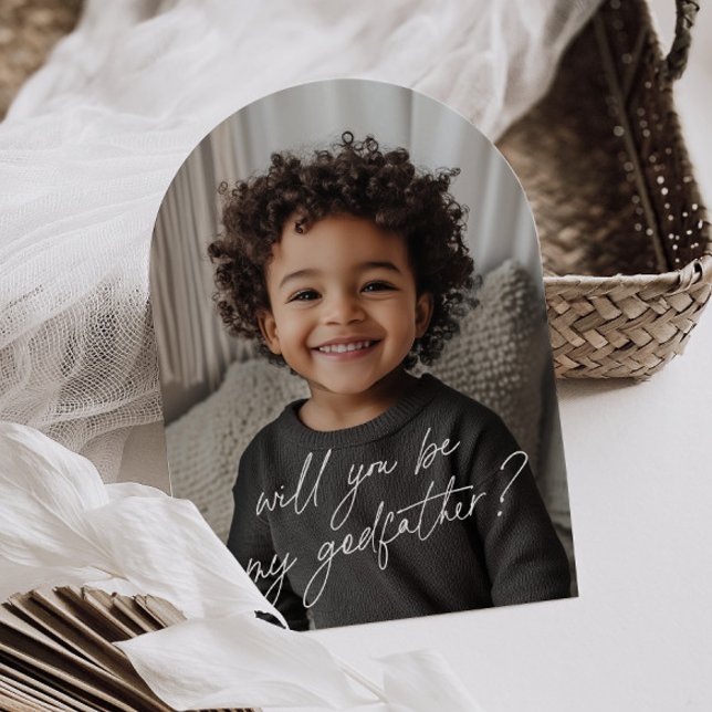 Godfather Handwritten Proposal Photo Arch  Invitation (Zazzle Godfather Handwritten Proposal Photo Arch  Invitation (Front))