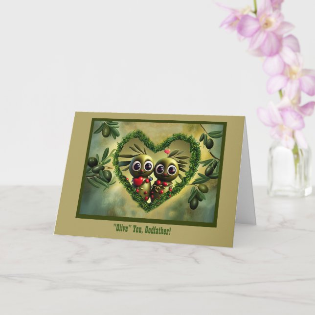 Godfather Happy Fathers Day Cute and Customisable  Card (Orchid)